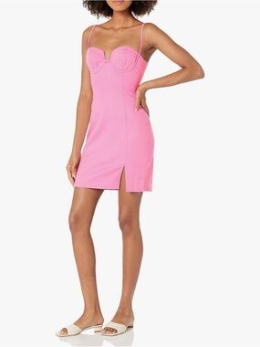 SIR the label Pink Bustier Slip Dress with Front Slit